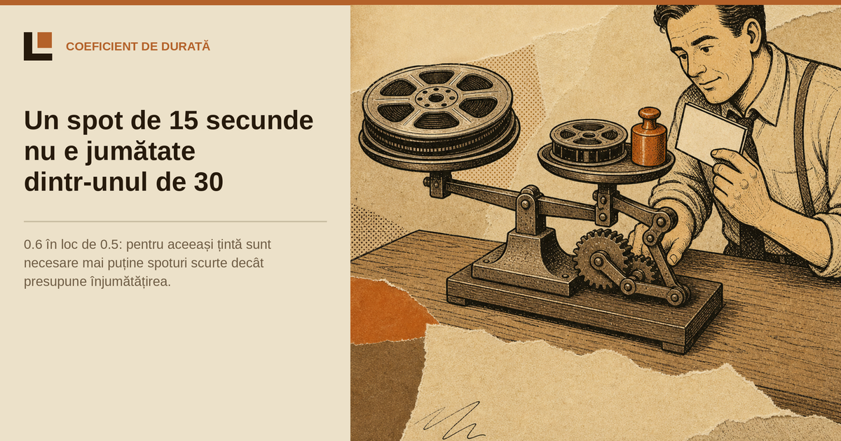 Spot de 15 secunde vs TRP de 30 de secunde: coeficienți de durată