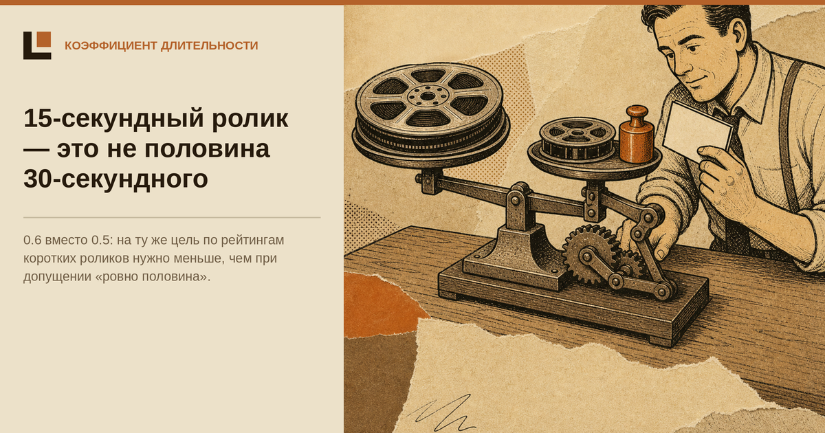 15-секундный ролик против 30-секундного TRP: коэффициенты длительности